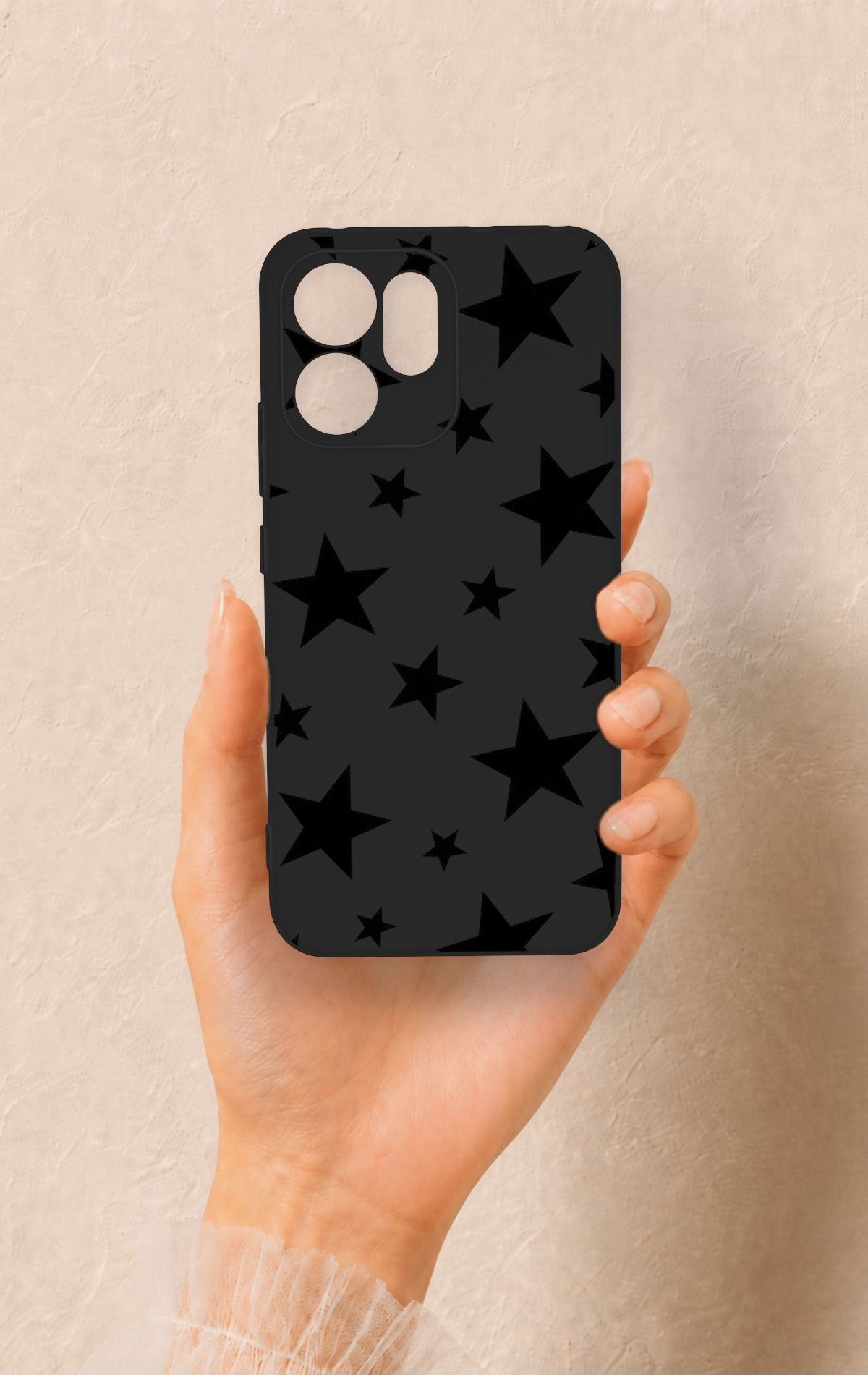Oppo Reno 14F Uyumlu Siyah Star Desenli Silikon Kılıf