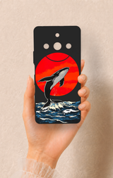 Realme 11 Pro Uyumlu Kırmızı Güneş Balina Desenli Silikon Kılıf
