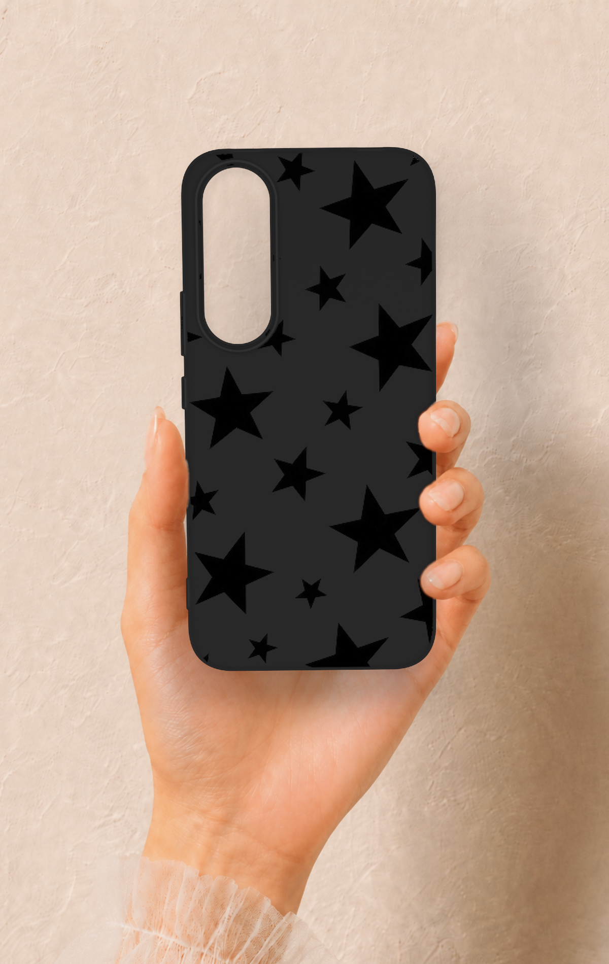 Vivo V70 FE 5G Uyumlu Siyah Star Desenli Silikon Kılıf