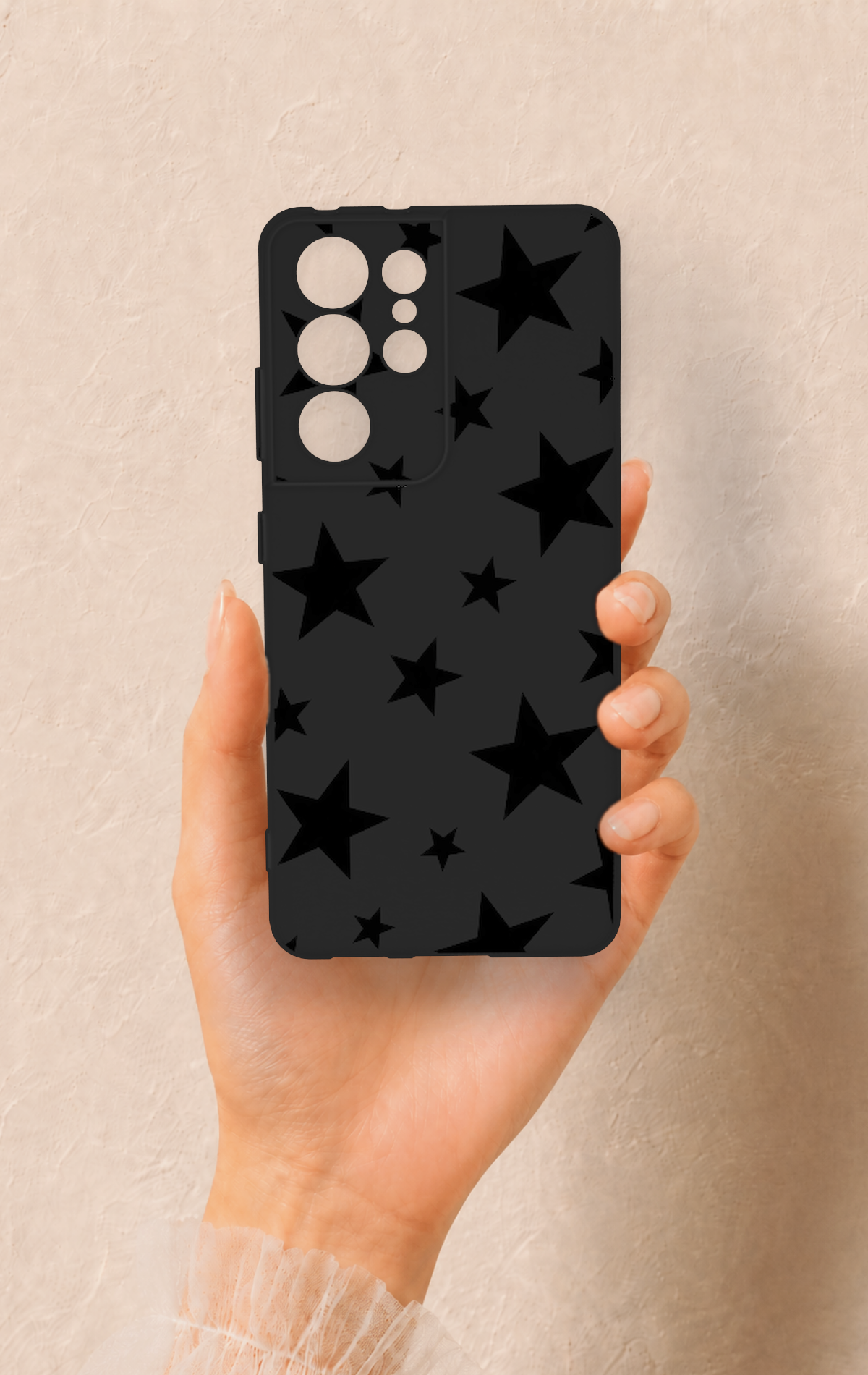 Samsung S21 Ultra Uyumlu Siyah Star Desenli Silikon Kılıf