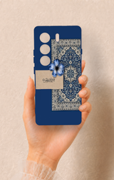 Tecno Camon 40 4G Uyumlu Mavi Etnik Halı Desenli Silikon Kılıf