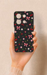 İnfinix Note 30 Uyumlu Papatya Kiraz Fiyonk Desenli Silikon Kılıf