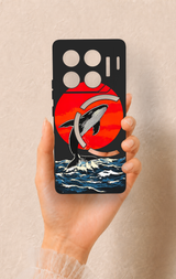 İnfinix Gt 20 Pro Uyumlu Kırmızı Güneş Balina Desenli Silikon Kılıf