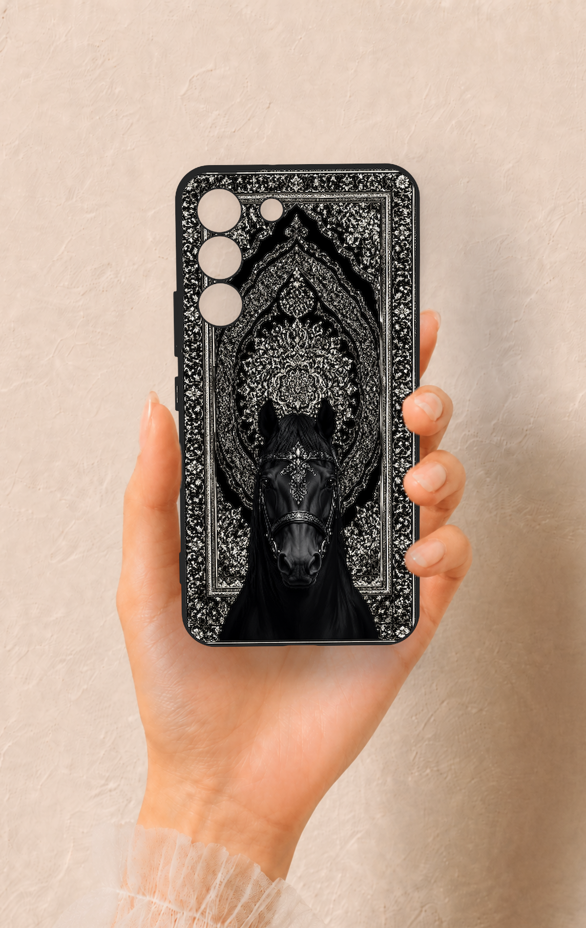 Samsung S22 Uyumlu Etnik At Figürü Desenli Silikon Kılıf
