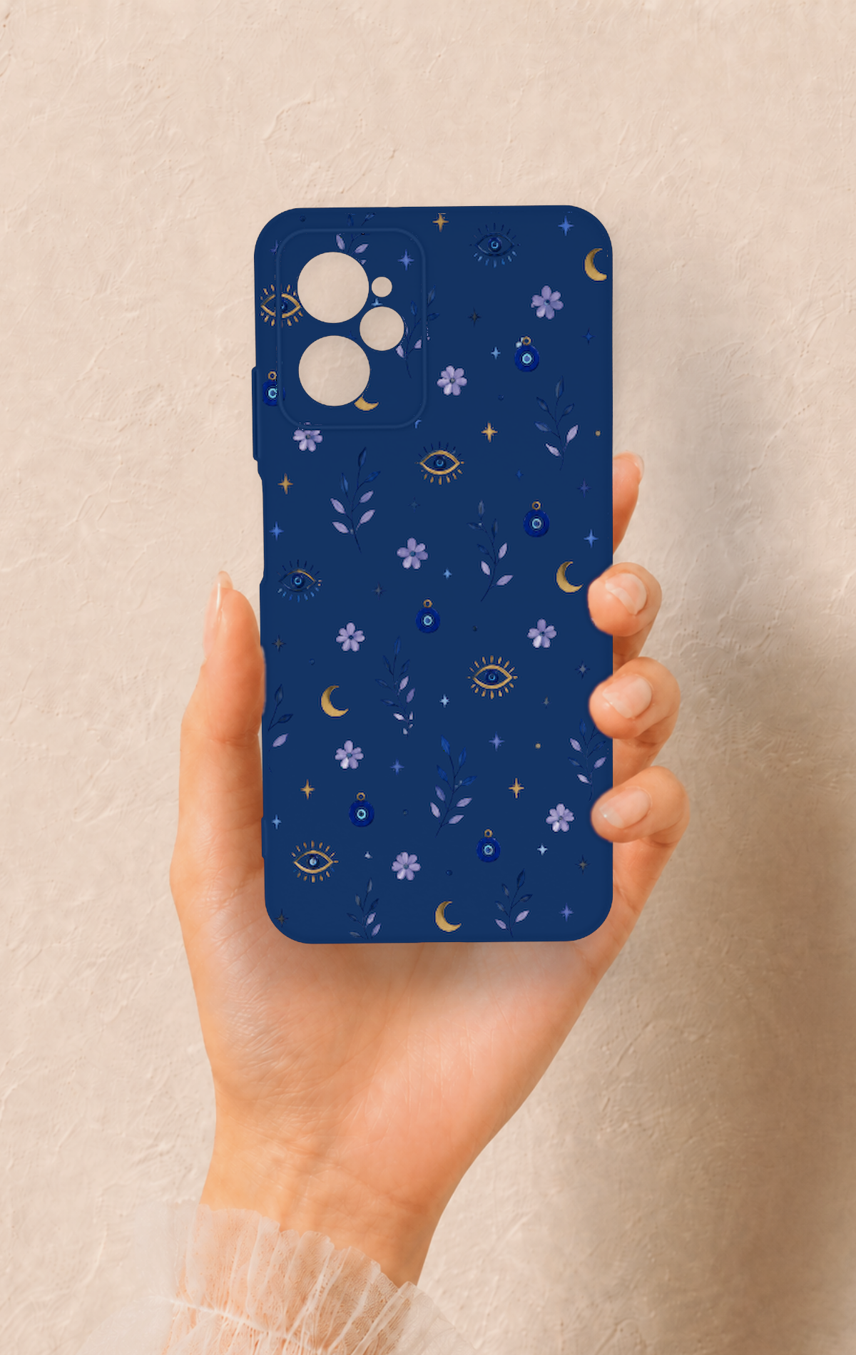Casper Via X30 Uyumlu Mavi Nazar Papatya Desenli Silikon Kılıf