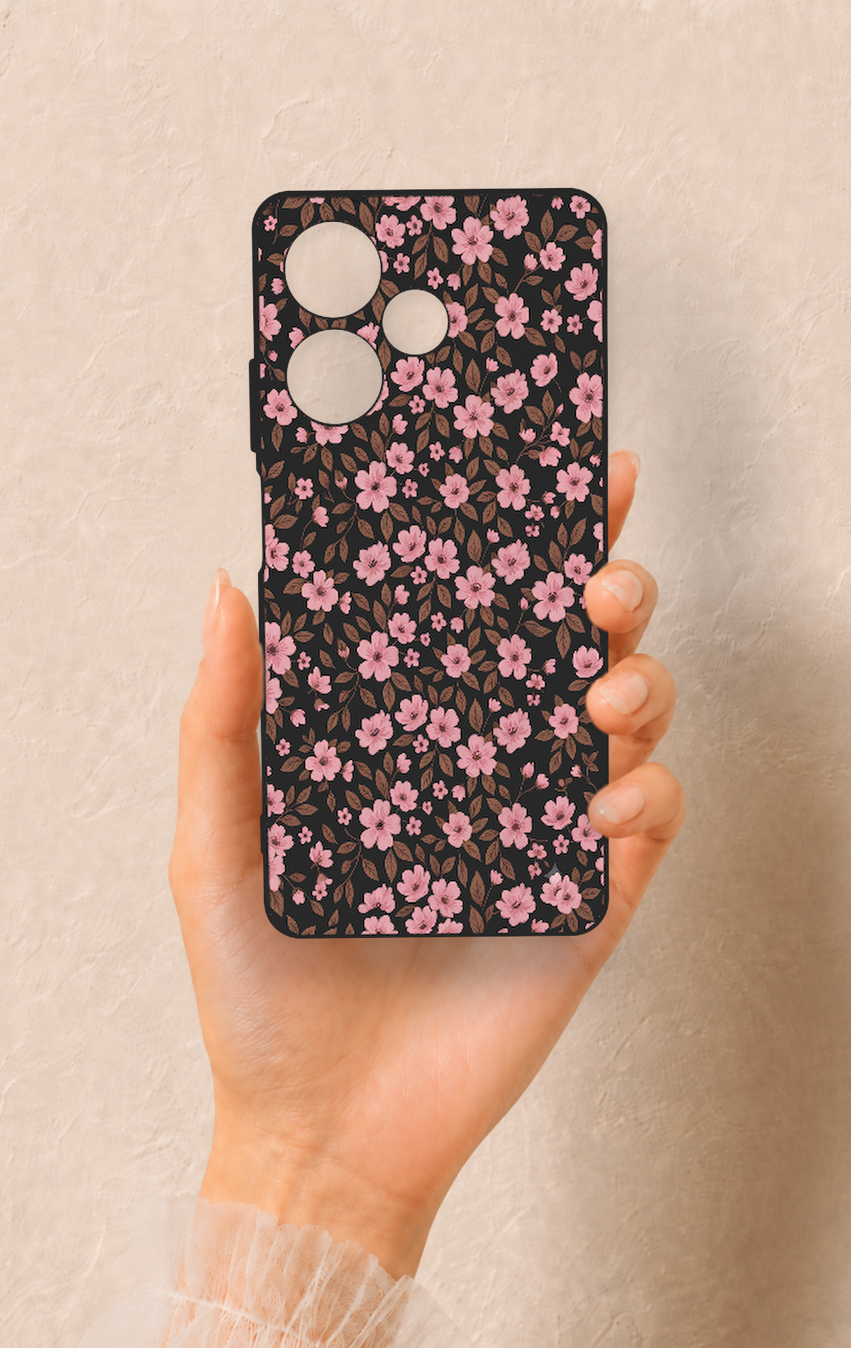 İnfinix Hot 30 Uyumlu Mini Pembe Çiçek Desenli Silikon Kılıf