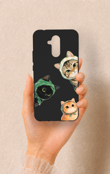 Huawei Mate 20 Lite Uyumlu Kedi Ekibi Desenli Silikon Kılıf