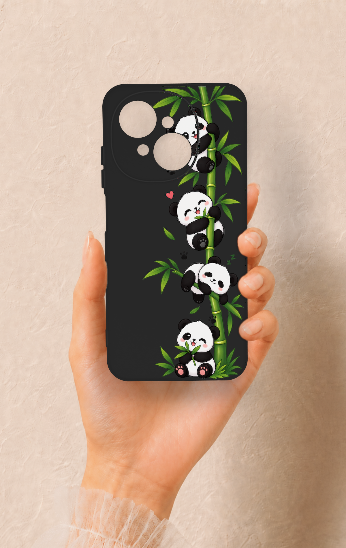 Tecno Spark Go1 Uyumlu Sevimli Panda Bambu Desenli Silikon Kılıf