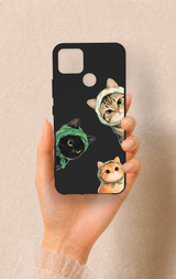 Realme C25 Uyumlu Kedi Ekibi Desenli Silikon Kılıf