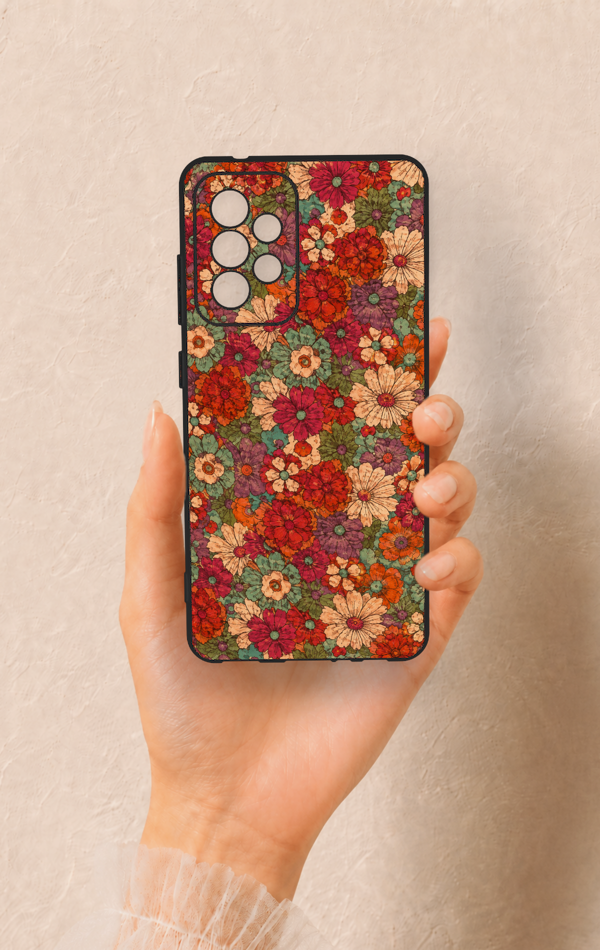 Samsung A52 Uyumlu Pastel Çiçek Bahçesi Desenli Silikon Kılıf