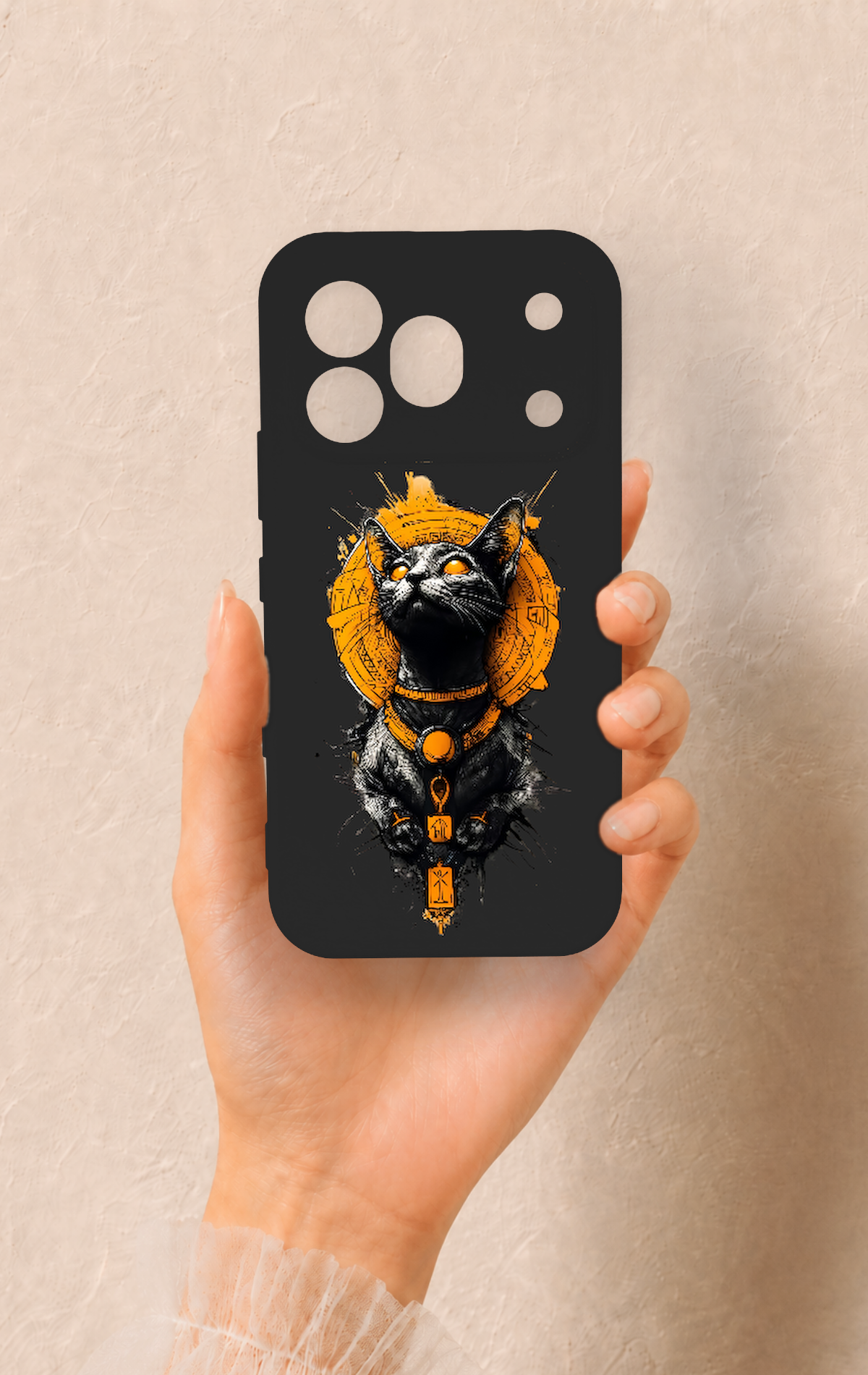 Honor 600 Pro Uyumlu Mısırlı Kedi Tanrısı Desenli Silikon Kılıf