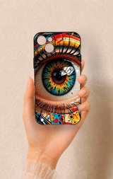 iPhone 14 Plus/15 Plus Uyumlu Renkli Göz Bebeği Desenli Silikon Kılıf