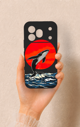 Honor 600 Pro Uyumlu Kırmızı Güneş Balina Desenli Silikon Kılıf