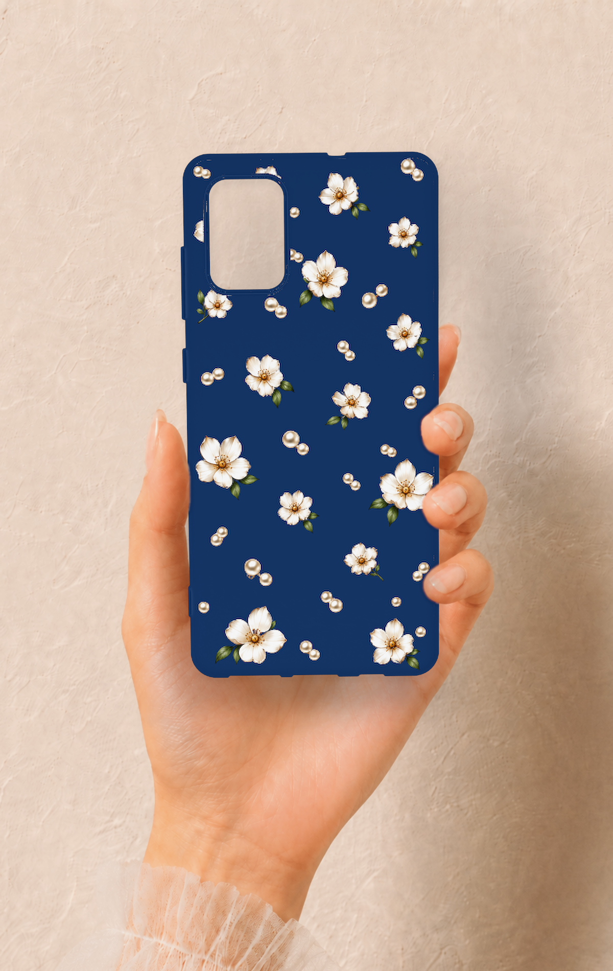 Samsung-A71 Uyumlu Papatya İnci Desenli Silikon Kılıf