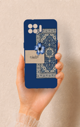 Oppo Reno 4 Lite Uyumlu Mavi Etnik Halı Desenli Silikon Kılıf