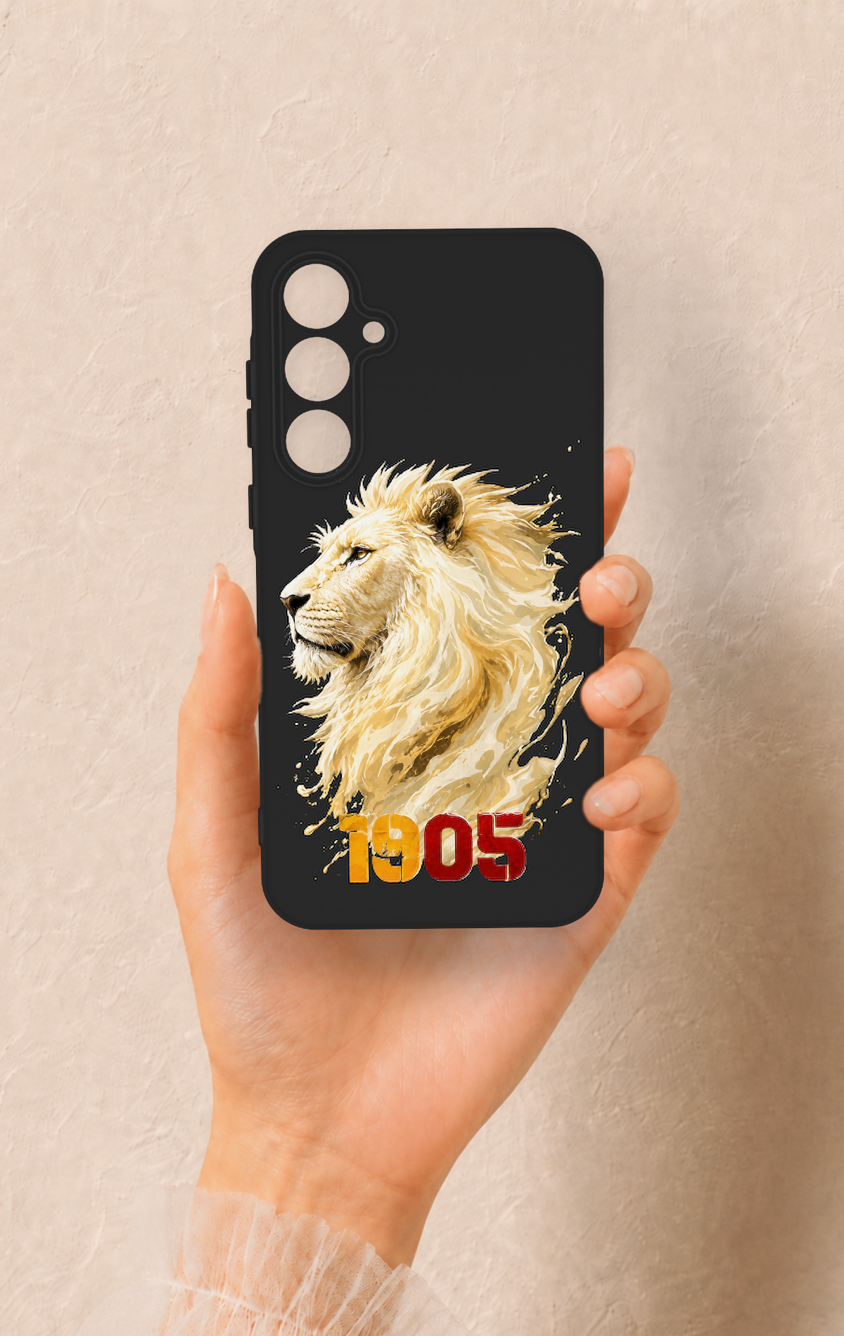 Samsung A35 Uyumlu Sarı Kırmızı 1905 Aslan Desenli Silikon Kılıf
