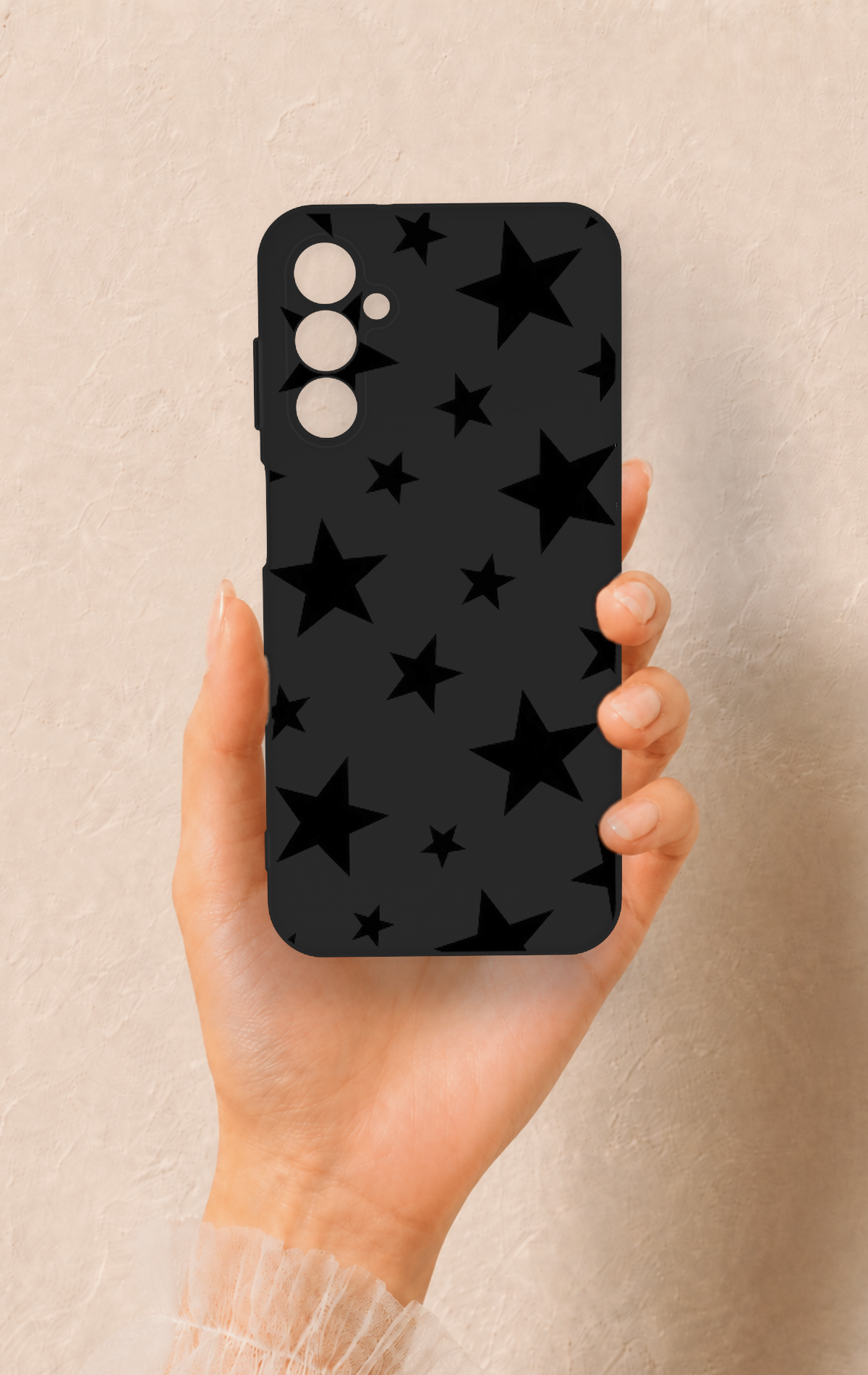 Samsung M14 Uyumlu Siyah Star Desenli Silikon Kılıf