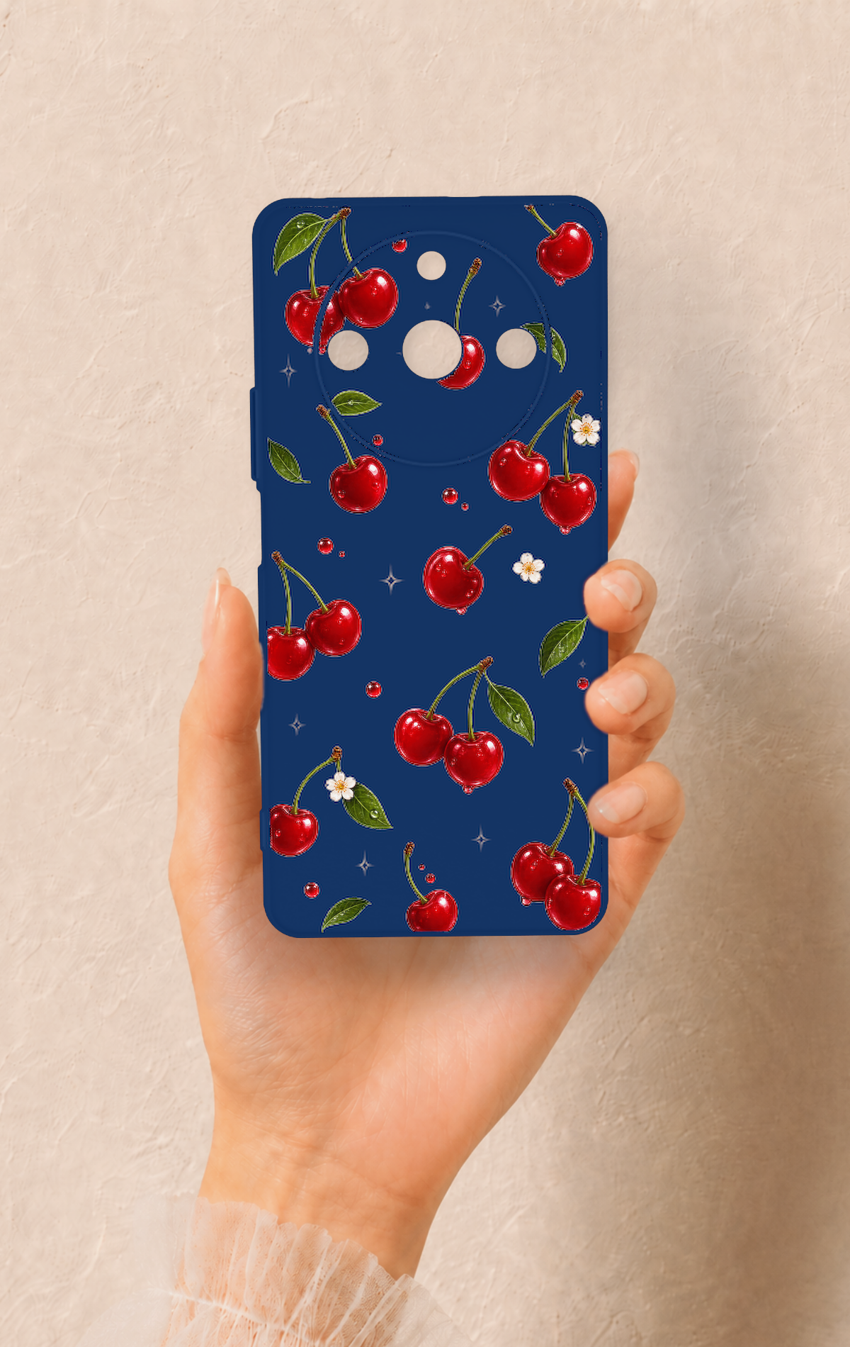 Realme 11 Pro Uyumlu Kiraz Papatya Desenli Silikon Kılıf