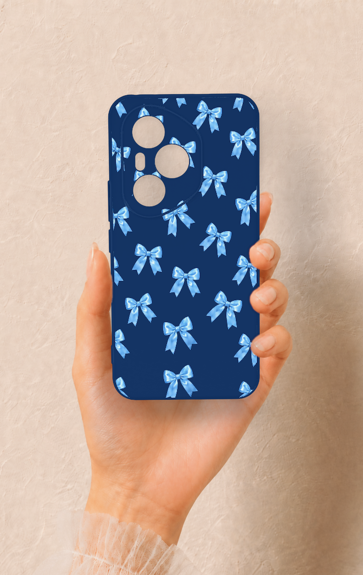 Honor 400 Pro Uyumlu Mavi Fiyonk Kurdele Desenli Silikon Kılıf