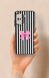 Redmi A5 Uyumlu Pembe Beyaz Kurdele Desenli Silikon Kılıf