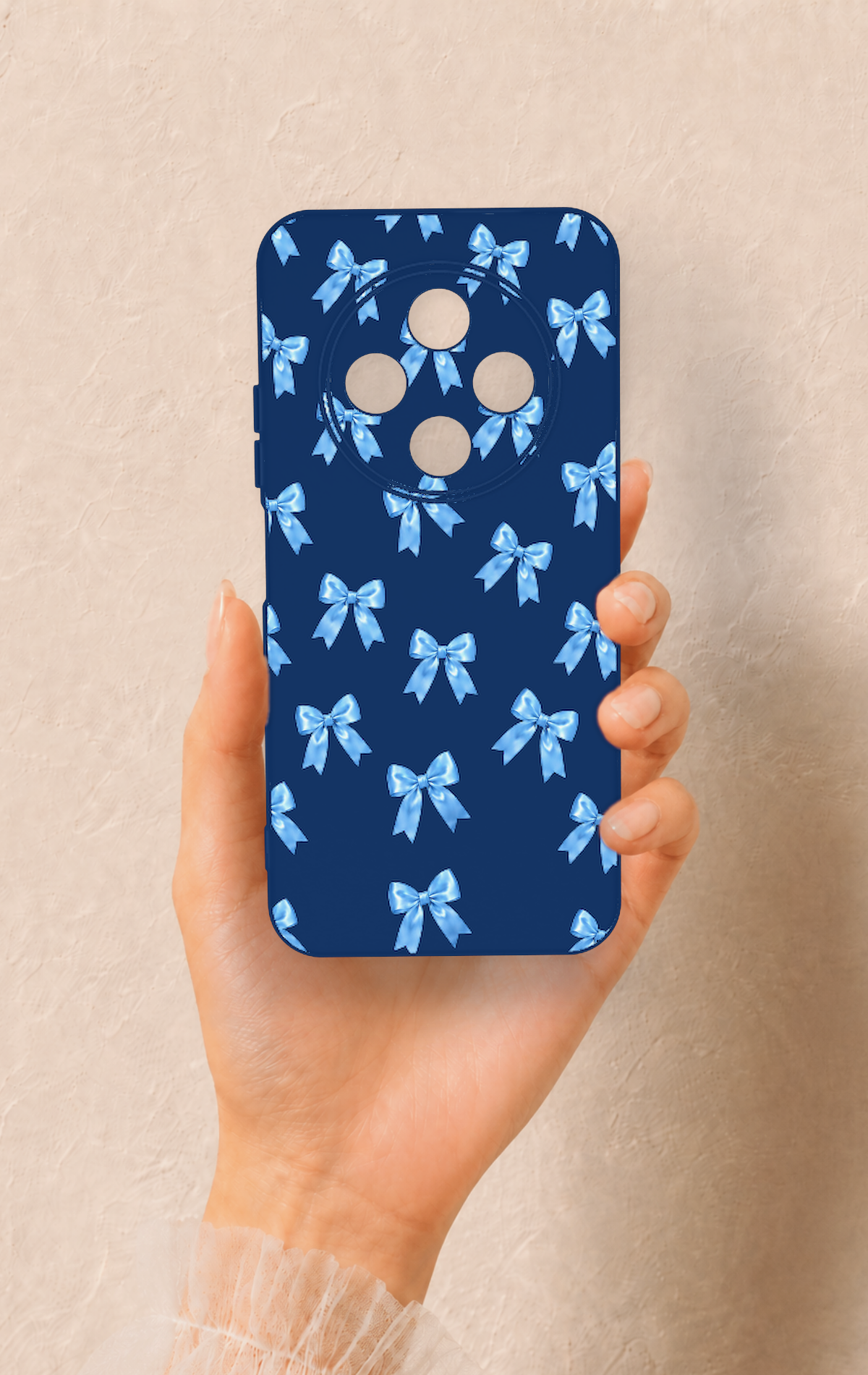Tecno Spark 30C Uyumlu Mavi Fiyonk Kurdele Desenli Silikon Kılıf
