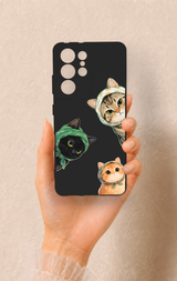 Samsung S21 Ultra Uyumlu Kedi Ekibi Desenli Silikon Kılıf