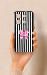 İnfinix Note 30 Uyumlu Pembe Beyaz Kurdele Desenli Silikon Kılıf