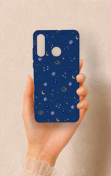 Huawei P30 Lite Uyumlu Mavi Nazar Papatya Desenli Silikon Kılıf