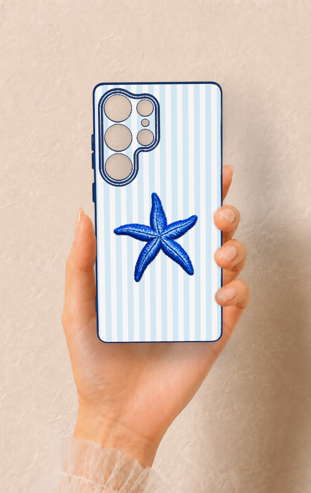 Samsung S25 Ultra Uyumlu Mavi Deniz Yıldızı Desenli Silikon Kılıf