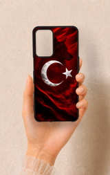 Oppo A16 Uyumlu Kurt Türk Bayrağı Desenli Silikon Kılıf