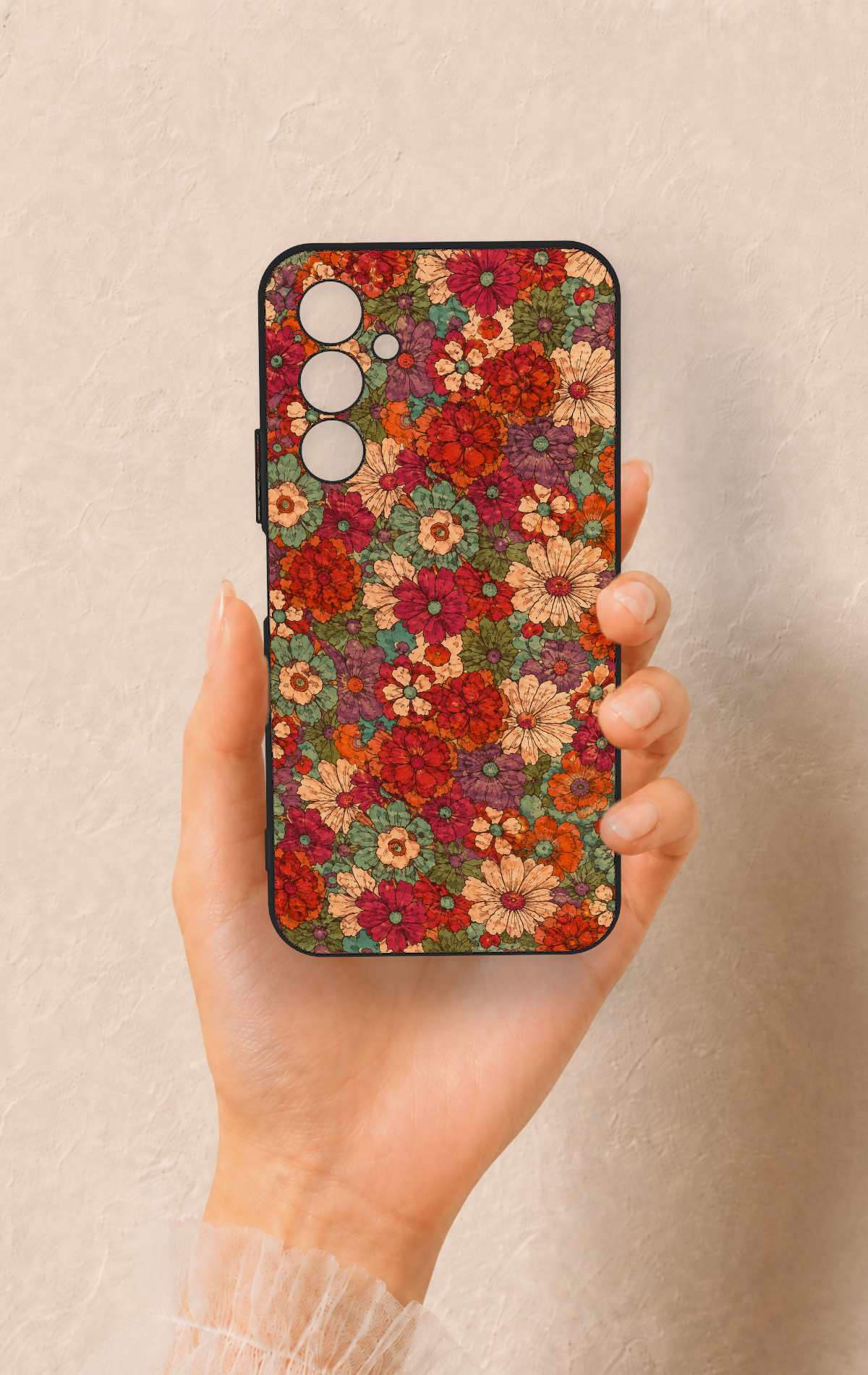 Samsung A54 Uyumlu Pastel Çiçek Bahçesi Desenli Silikon Kılıf