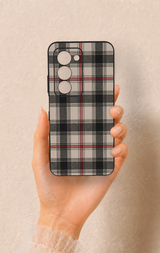 Redmi 15 5G Uyumlu Siyah Kırmızı Ekose Desenli Silikon Kılıf