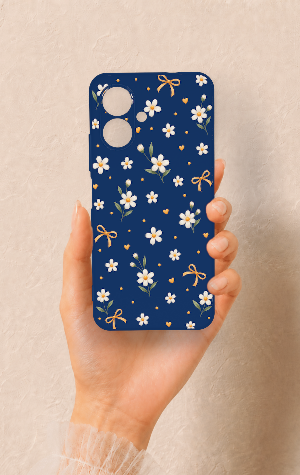 Tecno Spark Go 2 Uyumlu Papatya Fiyonk Desenli Silikon Kılıf