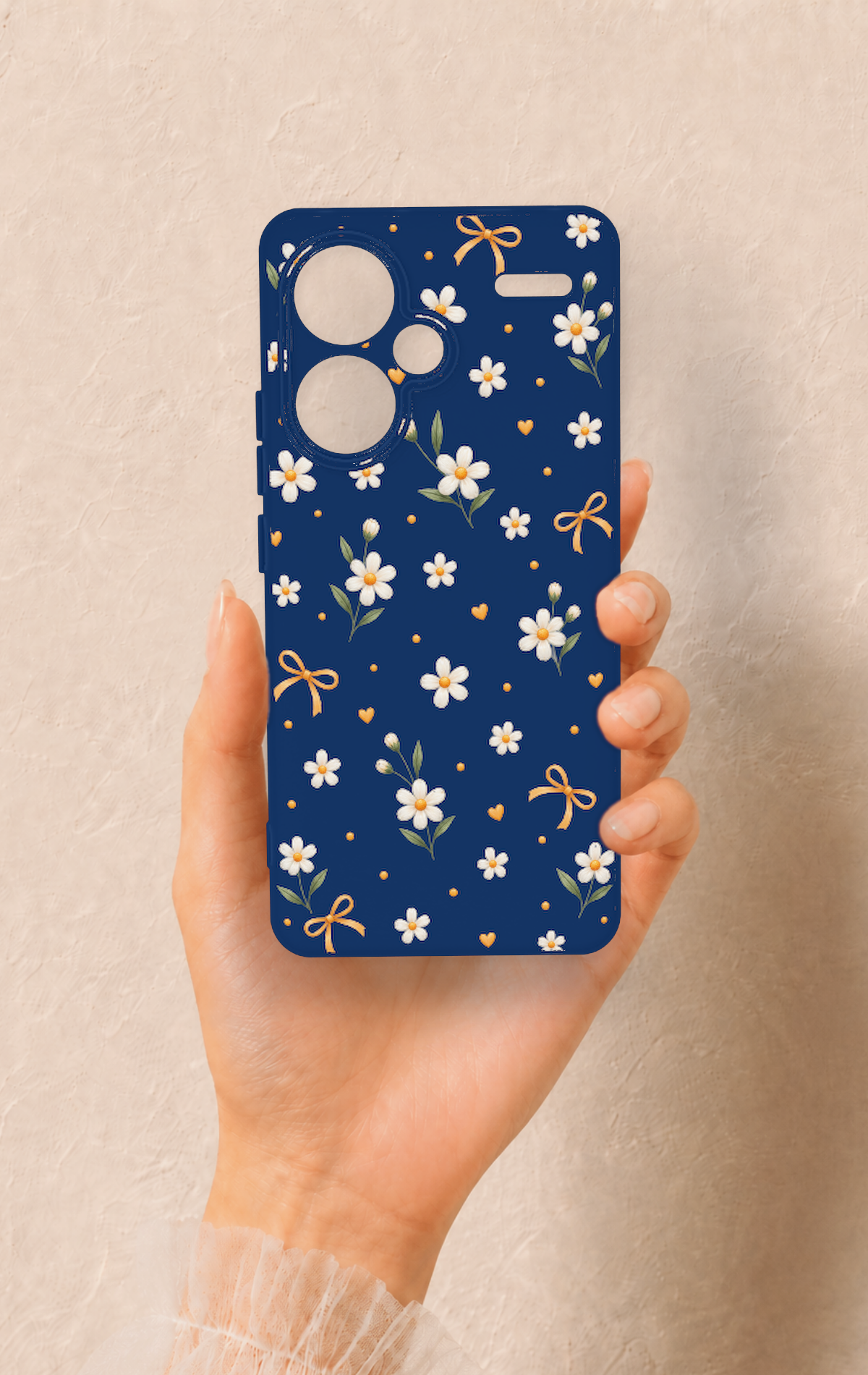 Redmi Note 13 Pro Plus Uyumlu Papatya Fiyonk Desenli Silikon Kılıf