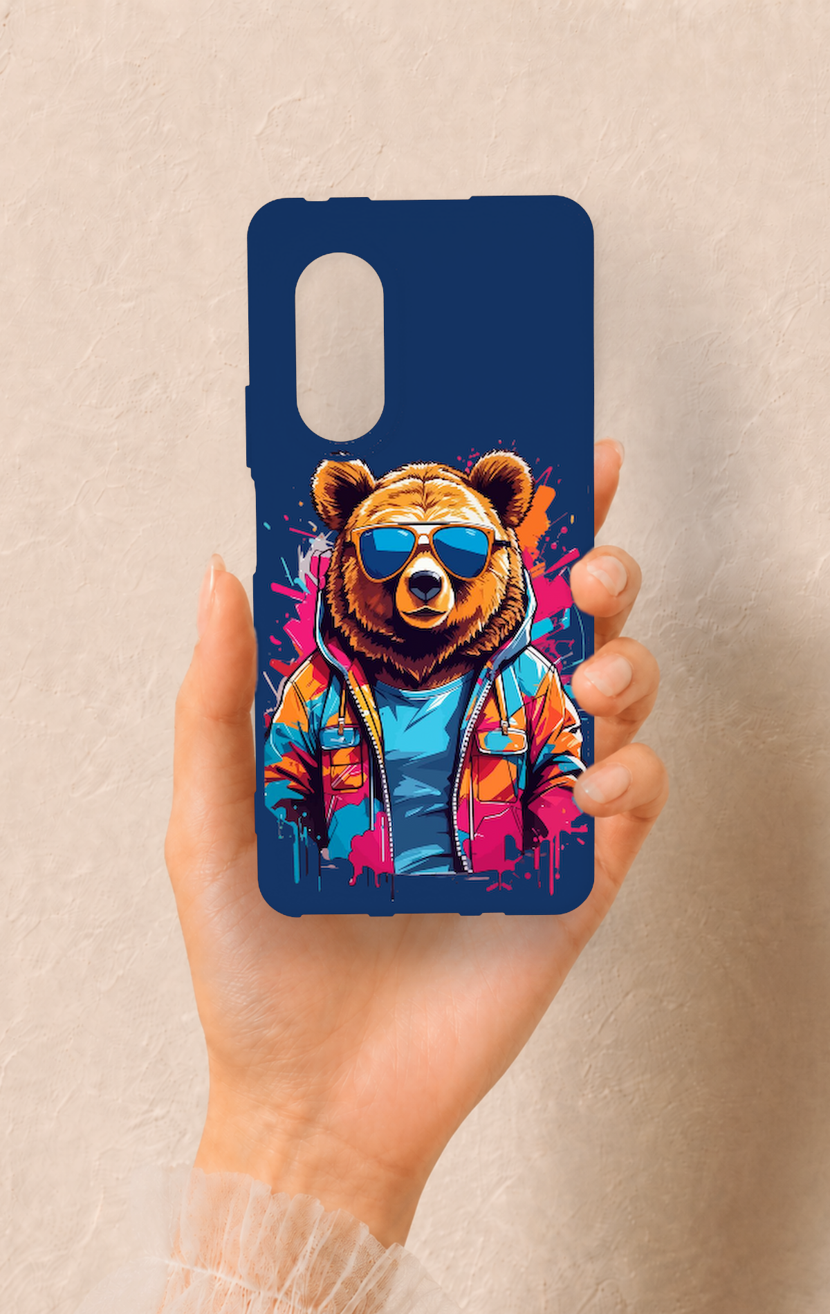 Huawei Nova 9Se Uyumlu Gözlüklü Ayı Desenli Silikon Kılıf