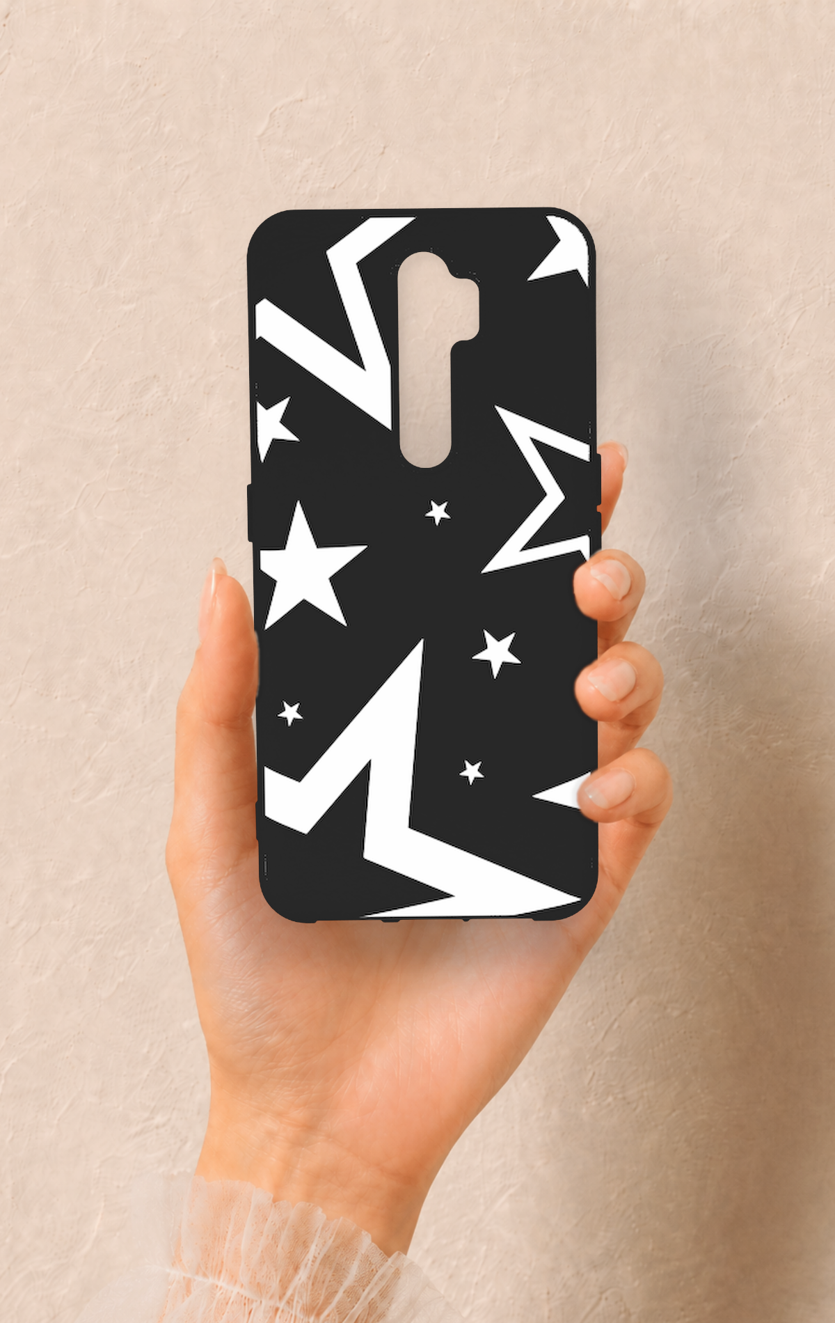 Oppo A9 2020 Uyumlu Siyah Mega Star Desenli Silikon Kılıf