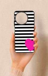 Realme 11 Uyumlu Çizgili Kalp Desenli Silikon Kılıf