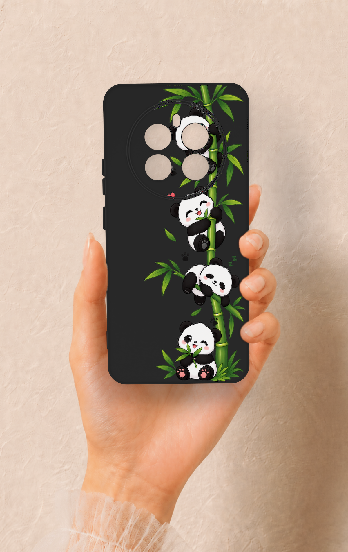 Realme 12 4G Uyumlu Sevimli Panda Bambu Desenli Silikon Kılıf