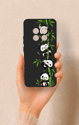 Realme 12 4G Uyumlu Sevimli Panda Bambu Desenli Silikon Kılıf