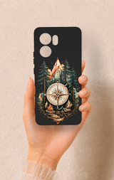 Oppo Reno 13F Uyumlu Pusula Orman Desenli Silikon Kılıf
