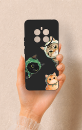 Realme 12 4G Uyumlu Kedi Ekibi Desenli Silikon Kılıf
