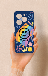 Tecno Spark 20C Uyumlu Happing Smile Desenli Silikon Kılıf