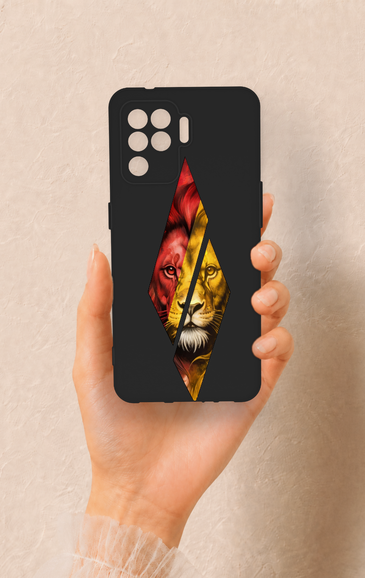 Oppo Reno 5 Lite Uyumlu Kesik Aslan Desenli Silikon Kılıf