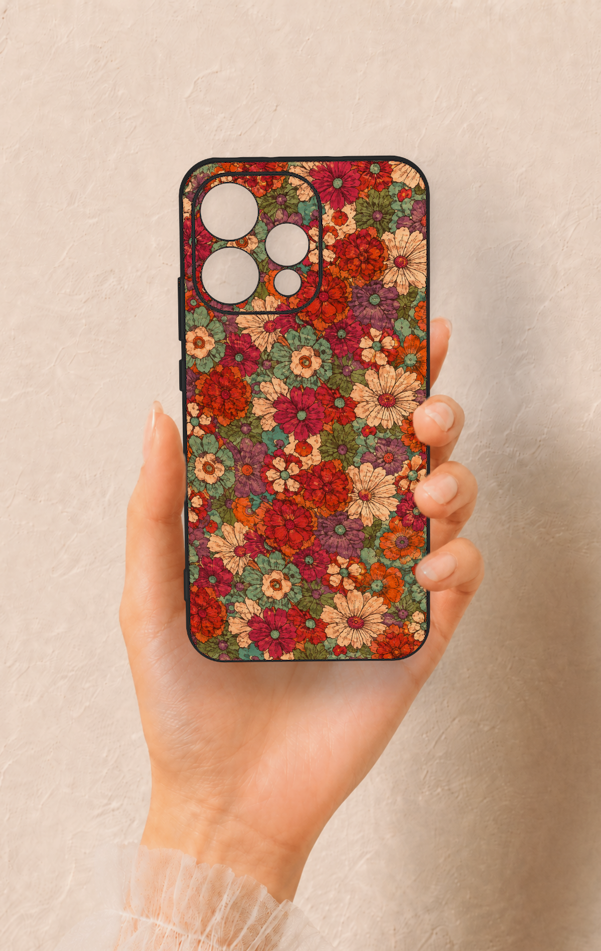 Oppo Reno 15 5G Uyumlu Pastel Çiçek Bahçesi Desenli Silikon Kılıf