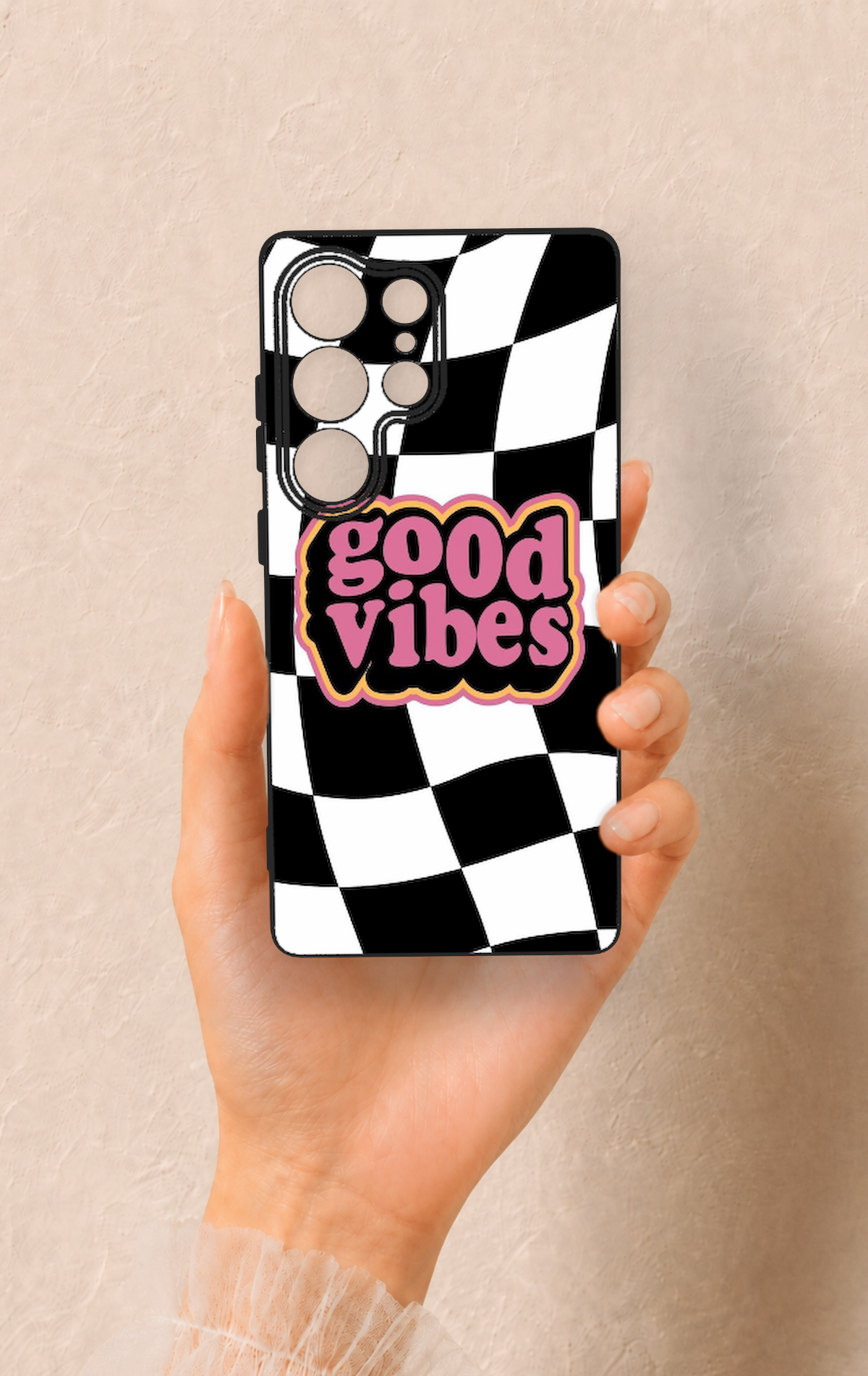 Samsung S25 Ultra Uyumlu Black Good Vibes Desenli Silikon Kılıf