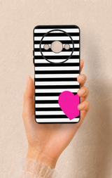 Redmi A3 Uyumlu Çizgili Kalp Desenli Silikon Kılıf