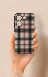 Poco X8 Pro Uyumlu Siyah Kırmızı Ekose Desenli Silikon Kılıf