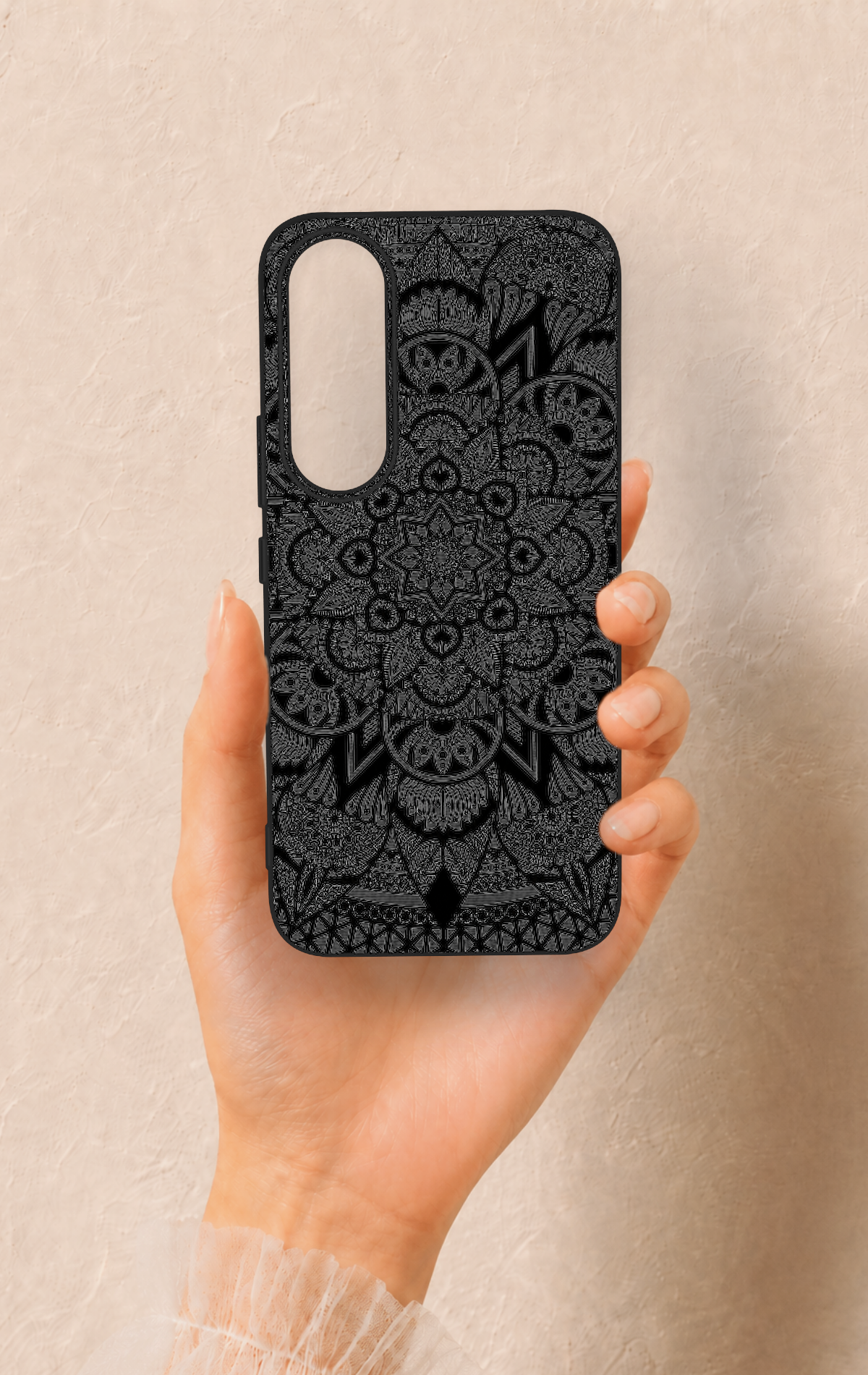 Vivo V70 FE 5G Uyumlu Siyah Beyaz Mandala Desenli Silikon Kılıf
