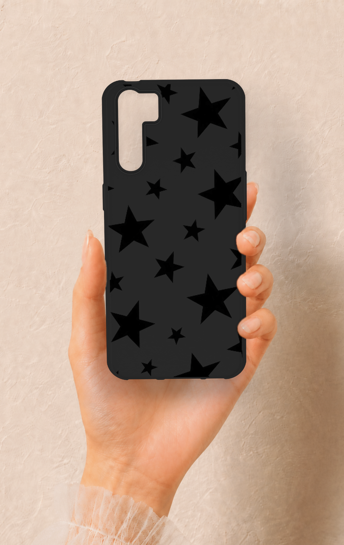 Oppo A91 Uyumlu Siyah Star Desenli Silikon Kılıf