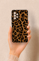 Samsung-A72 Uyumlu Koyu Leopar Deri Desenli Silikon Kılıf